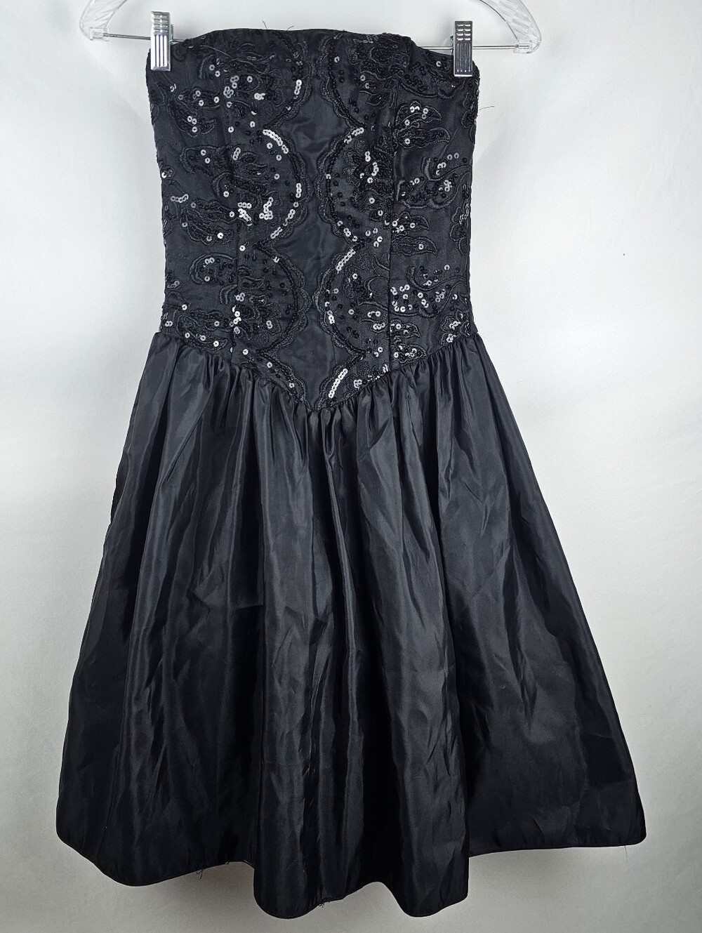 Vtg 80's Gunne Sax Sequined Corset Black Formal Prom Dress Sz 5/6 Evening Wear